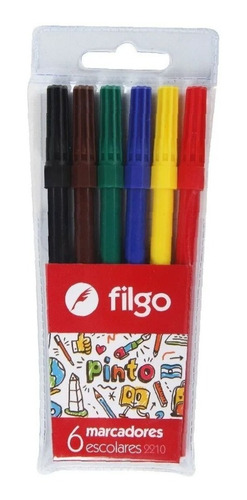 Marcadores Filgo Escolar Largo Al Algua X 6 Colores