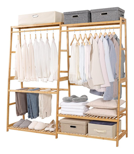 Homde Bamboo Clothes Rack Heavy Duty Garment Racks Para CoLG