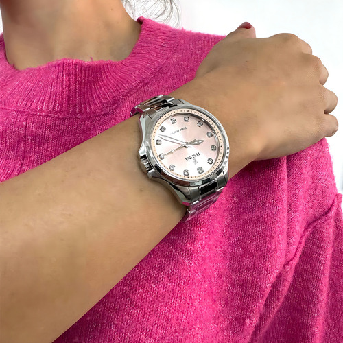 Reloj Festina Mujer Acero Solar Rosa Piedras Moda F20654/2 Color De La Malla Plateado Color Del Bisel Plateado Color Del Fondo Rosa Claro