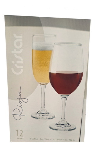 Juego De 6 Copas De Vino De Cristal Y 6 Copa De Champaña