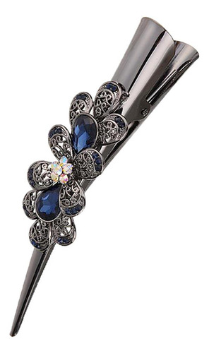 2x Pinzas Para El Pelo De Cocodrilo Con Flores De Diamantes