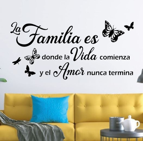 Familia Con Frases Vinilo Decorativo Hogar