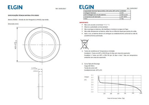 Imagem 3 de 6 de 50 Baterias De Lítio Elgin Cr2032 -10 Cartelas C/ 5 Unidades