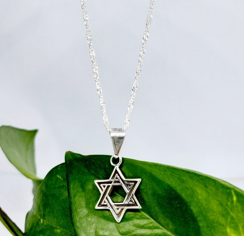 Dije Estrella De David Grande En Plata Ley 925