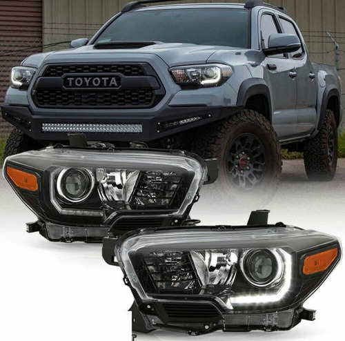 Faros Delanteros 2016-2019 Toyota Tacoma Trd Led Drl  Negros