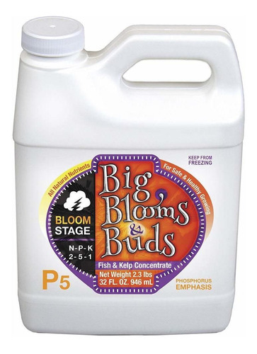 Big Blooms & Buds P5 Fertilizante Líquido Concentrado 32 Oz