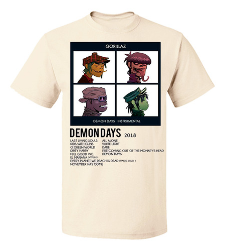 Playera Camiseta Retro Banda Gorillaz Demon Days Tendencia