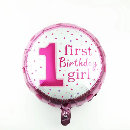 15 Globoa Metalicos De 1 First Birthay Girl, Boys 45cm