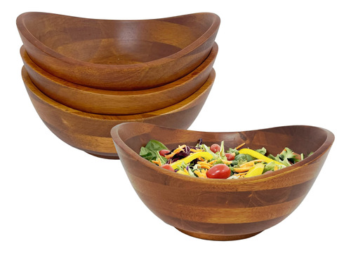 4 Cuenco Individual Madera Para Ensalada Fruta Fruto 7