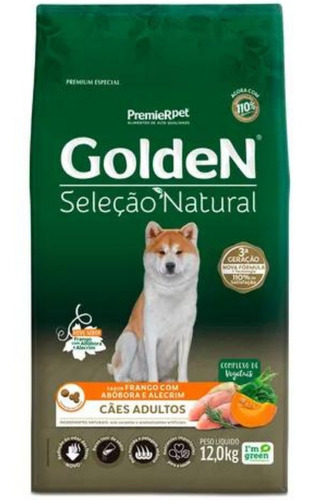 Ração Golden Seleção Natural P/cães Adultos 12kg