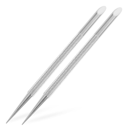 Balacoo 2 Pcs Metal Silver Cutticle Pusher Pusher Ferramenta