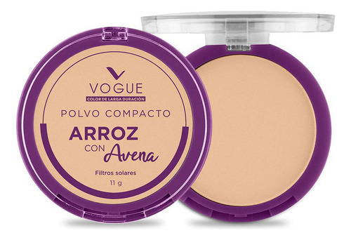 Base de maquillaje en polvo Vogue Polvo Compacto polvo de arroz Polvo De Arroz Matificante Vogue tono vainilla - 11g