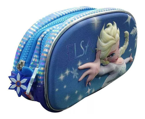 Imagen 3 de 5 de Cartuchera Frozen Elsa Anna 3d 2 Cierres Original