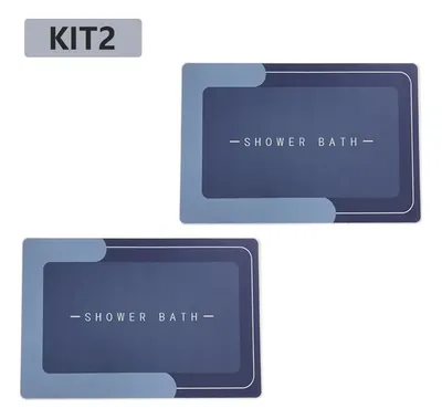 Kit2 Tapetes Para Banheiro Tapete Mágico Ultra  Para Absorçã Azul-escuro Tapetes Para Banheiro