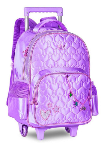 Mochila De Rodinhas Escolar Sweet Queen Lilás - Clio