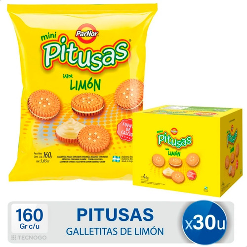 Caja Galletitas Pitusas Sabor Limon Mini Pack - Mejor Precio