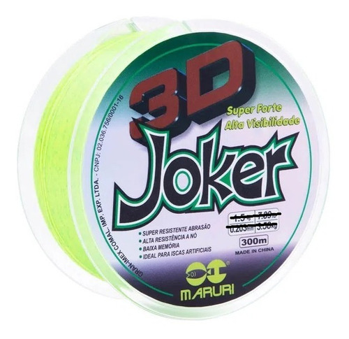 Linha Monofilamento Maruri Joker 3d 16,90 Kg  0,467mm 300m