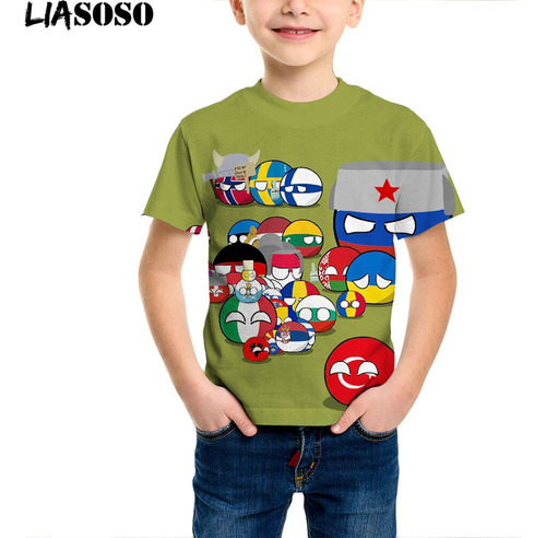 Playeras 3d Countryball Polandballs For Niños