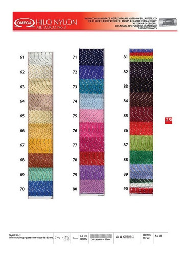 3 Hilo Nylon Omega No. 3 180 M Colores A Elegir