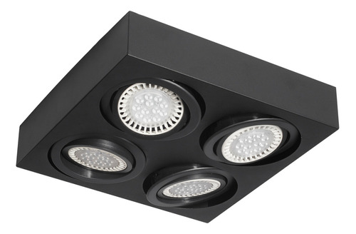 Plafon Apto Led Techo Para 4 Luces Ar111 Ferrolux Gu10 Color Negro