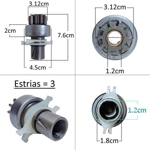 Bendix Dodge Modelo Viejo 10 Dientes 3 Estrias ( Medidas )
