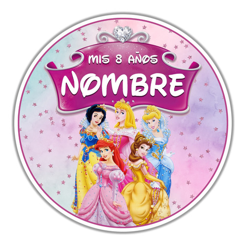 Banner Circular Poster Princesas Imprimible Personalizado