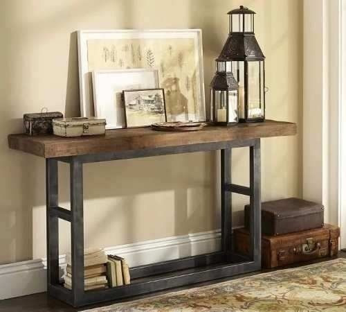 Mesa De Arrimo Estilo Industrial Rústica