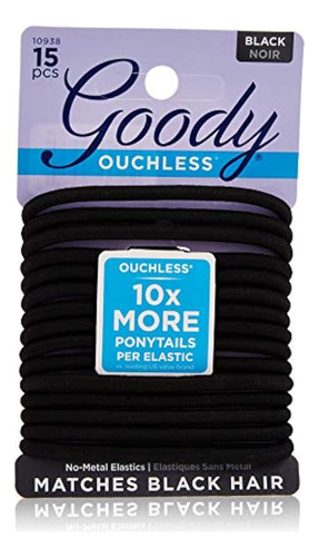 Elastics Trenzados Ouchless De Goody Womens, Negro, 15 Cuent