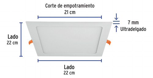 Luminario Ultra Delgado Led 18w Empotrar Cuadrado Luz Cálida Blanco