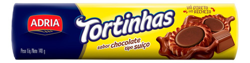 Biscoito Recheio Chocolate Suíço Adria Tortinhas Pacote 140g