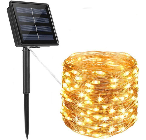 Luces Guirnalda Hada Solar Alambre 200 Led Calido 20 Metros