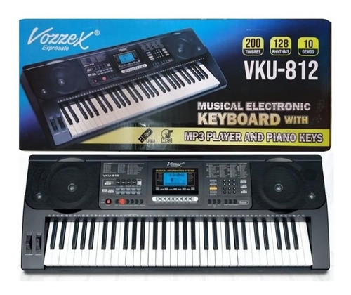Vozzex Vku-812 Teclado Organo Usb 5 Octavas 61 Teclas Piano 