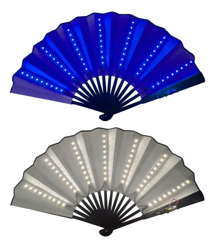 2 Ventiladores Plegables De Regalo Ligeros Blanco Color Azul