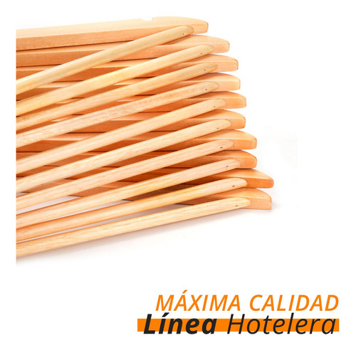 Pack 5 Perchas De Madera Lustrada Importada Premium Hotel