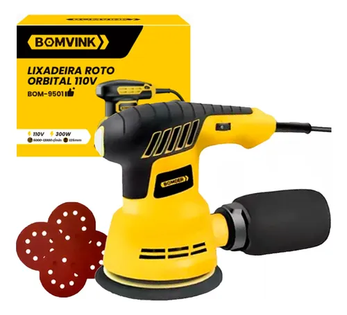 Lixadeira Roto Orbital Bomvink 300W de 125mm com Velocidade