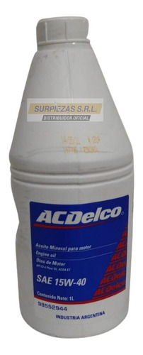 Bidon Aceite Acdelco Mineral 1 Lt 15w40 100% Acdelco