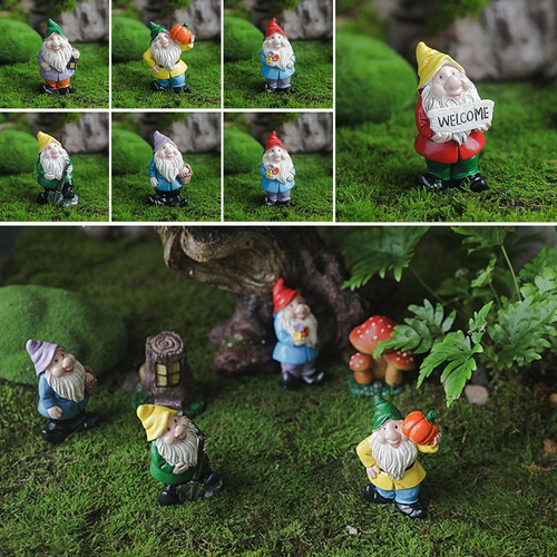 2 Minifiguras De Gnomos Multicolores