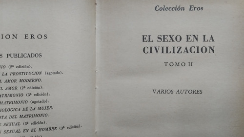 El Sexo En La Civilizacion Tomo 2 Coleccion Eros Varios Auto