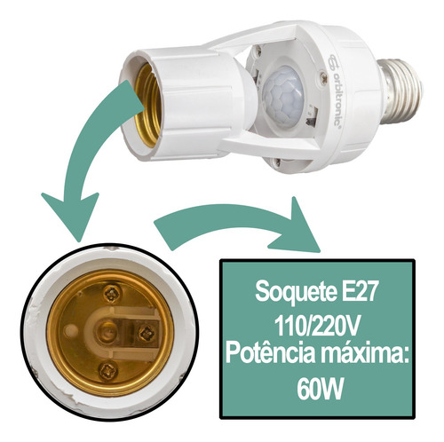 Kit 03 Sensor De Presença Lâmpada Soquete E27 Bocal Fotocelu