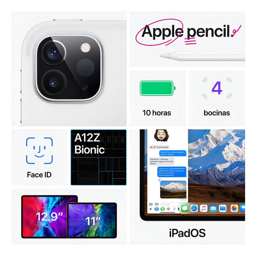 iPad Pro 2nd generation 2020 A2228 11" 128GB plata 6GB de memoria RAM - Excelente (Reacondicionado)