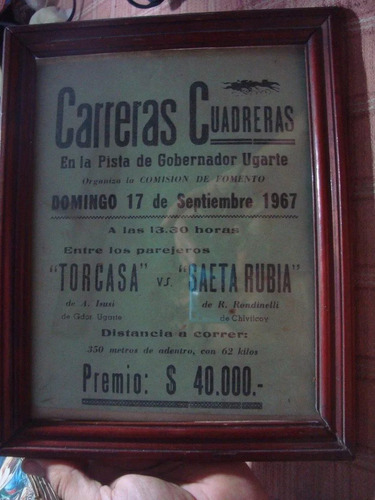 Cartel Cuadro Carreras Cuadreras Ugarte 1967 Isusi Rondinell