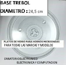 Repuestos Plato De Microondas Vidrio 24,5 Cm Base Trebol