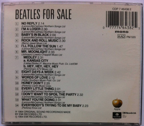 The Beatles. Beatles For Sale. Cd Original, Como Nuevo