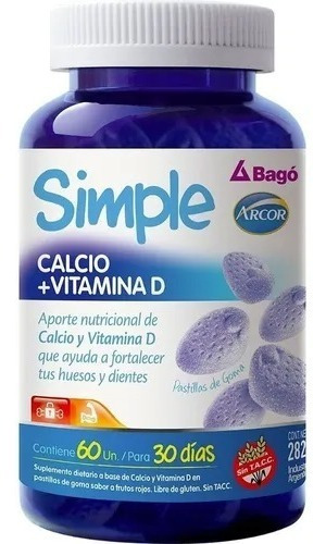 Suplemento Dietario Bago Arcor Simple Calcio+vitamina D 60un