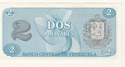 Imagen 2 de 2 de Billete Venezuela 2 Bolívares Octubre 5 1989 Ac7 Unc