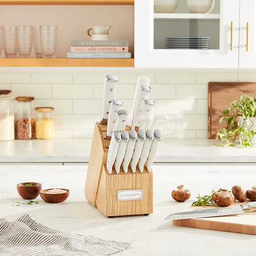 Jogo De Facas 15 Peças Cuisinart Bloco Giratório C77wtr-15p Cor Branco