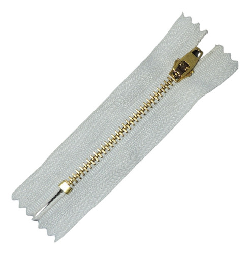 100 Zíper Metal Trava Automática 18cm Para Calça Jeans Cor Branco