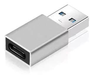 Adaptador Tipo C Hembra A Usb 3.0 Macho OTG 10 Gbps Metalizado Color Plateado