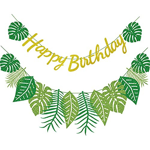 Banner De Feliz Cumpleaños Fiesta Hawaiana, Decoració...