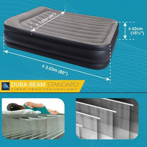 Colchão Inflável Casal Dura Beam Raised Com Bomba